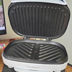 Continental Electric White Sandwich Press & Grill With Nonstick Plates
